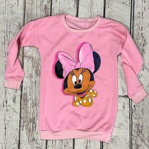 Vintage 1980s Minnie Mouse Cartoon Disney Pink Crewneck Sweatshirt